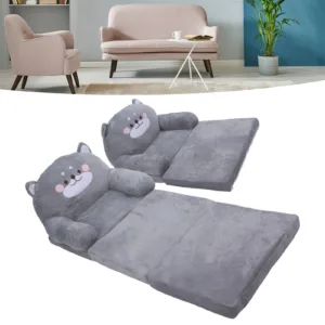 Mini Kids Sofa Soft Comfortable Breathable Stable Backrest Cartoon Gray Dog Toddler Chair Wide Handle for Reading Relaxing