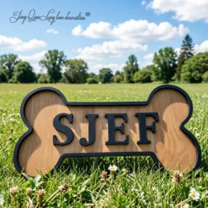 Custom Personalised Dog Bone Name Sign – Raised Black Wooden Letters – Pet Wall Decor Gift