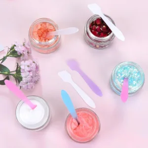 10pcs Mini Cosmetic Spatulas Reusable Creams Frosted Spatulas Scoops for Mixing and Sampling Cosmetic Tools Dispensers Plastic Skin Care Spatulas Multicolor