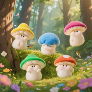 Miniature Sculpture Desktop Ornament Mini Resin Mushroom Figurines Set Cute Miniature Fairy Garden Ornaments Small for Lawn